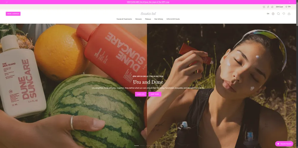 Beauties Lab — aperçu du site